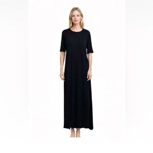 Rachel Pally Hemp Rib Betsy Maxi Dress Black Women's Size Small Minimalist